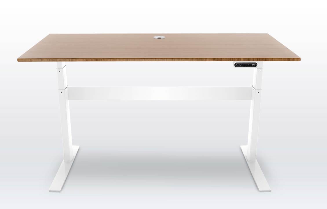 brown desk with white legs