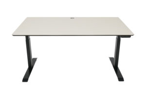 large whitewash desk with black legs