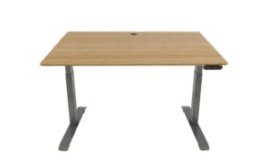 small bamboo desk with steel frame