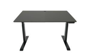 small black desk with black frame