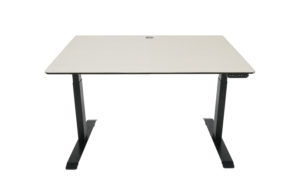 small white desk with black frame
