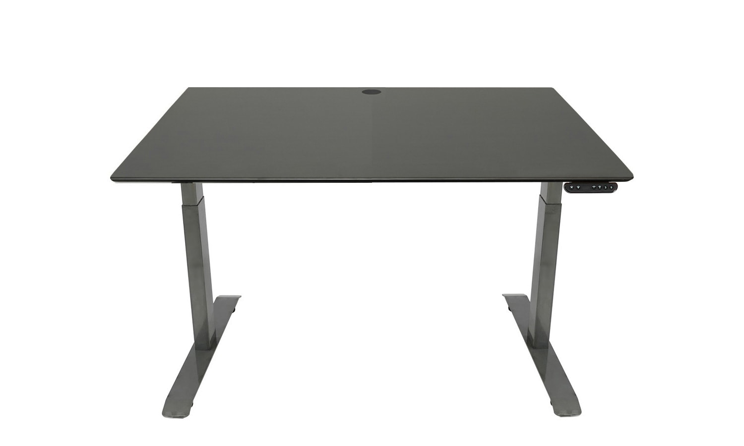 black desk with steel frame