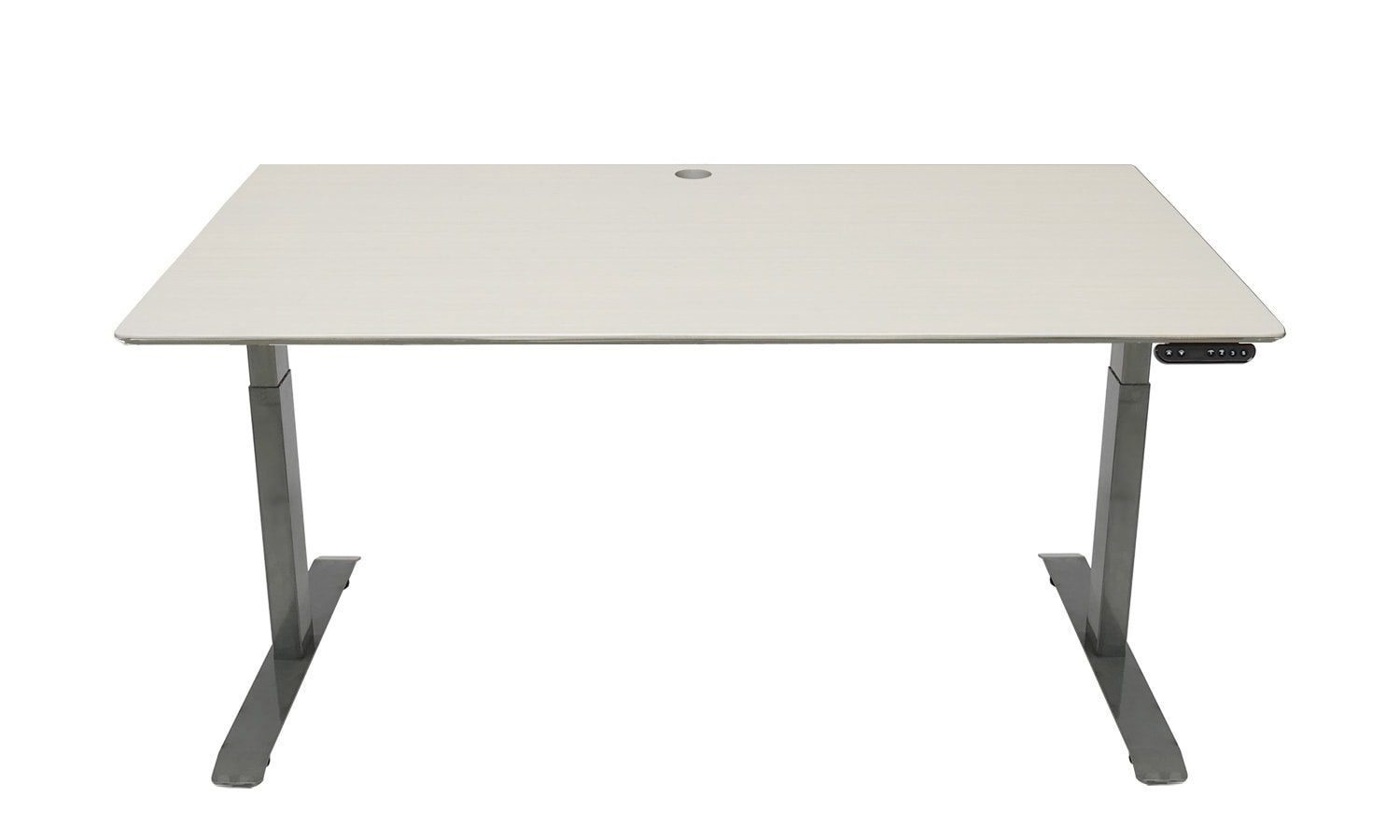 medium white desk with silver frame