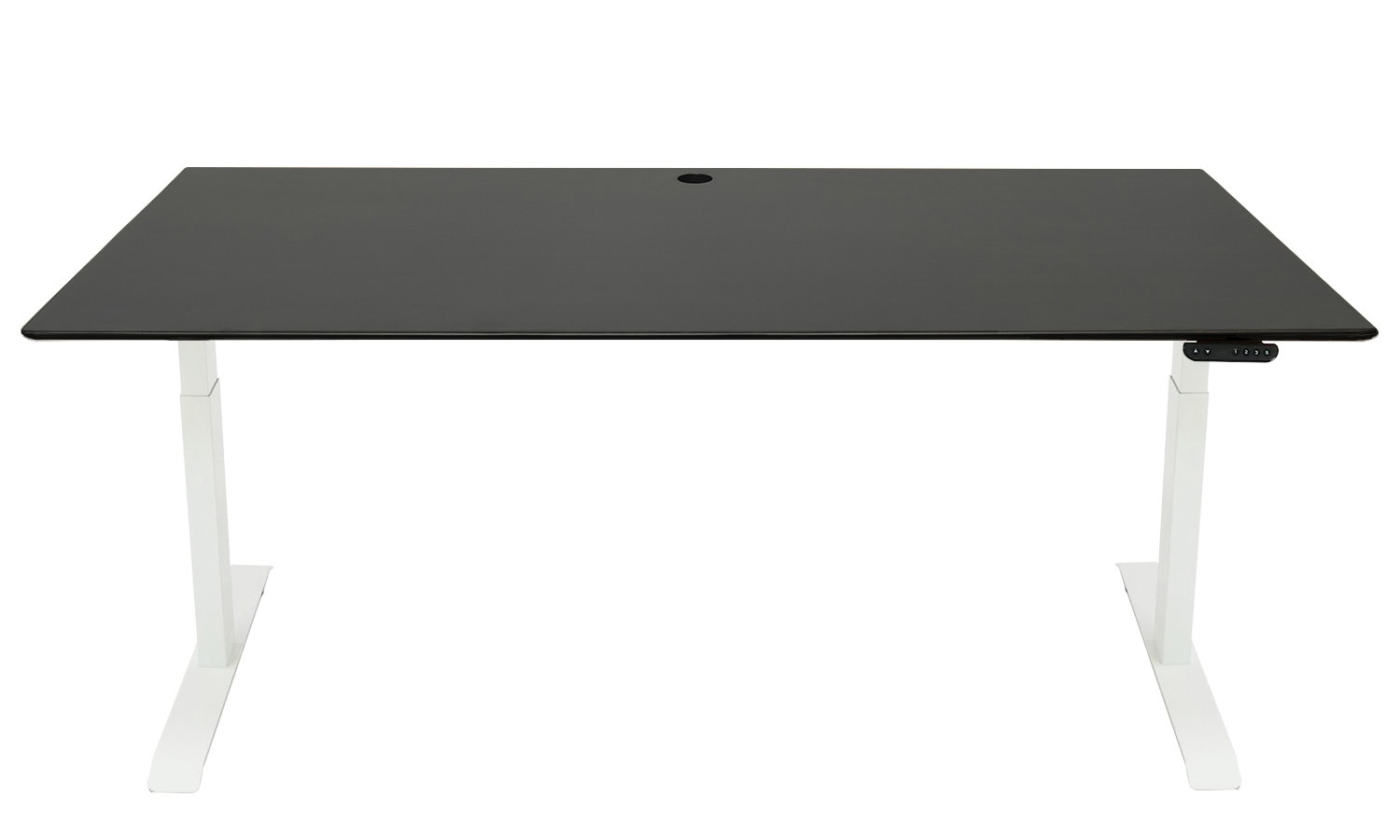 large black desk with white frame